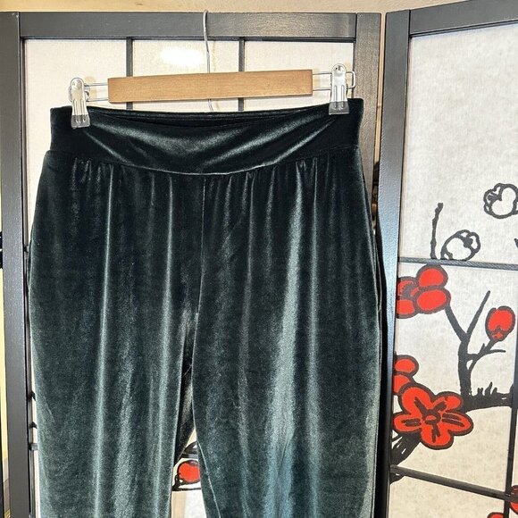 Victorias Secret Pants Women Size XS Velour Velvet Pants Dark Green Slim Leg - Picture 2 of 6